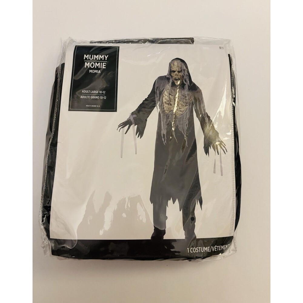 NEW Adult Large Mummy Halloween Costume- Hooded Robe, Mask, Gloves